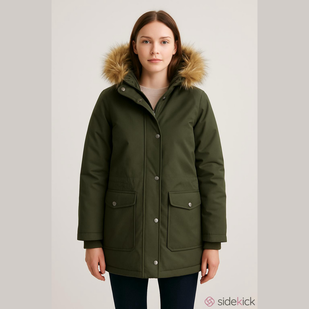 Levi’s Water Repellent Parka Jacket Faux Fur Trim Hood Small - Picture 2 of 11